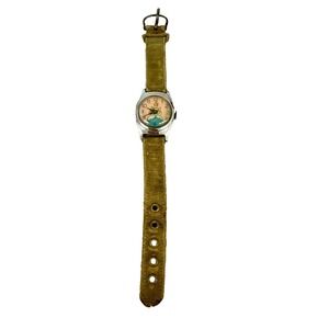 Vintage US Time Cinderella Watch Disney Princess‎ Mechanical Wind Up Green Strap